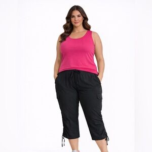 Cato Black Capris with Adjustable Leg Side Ties 22/24W